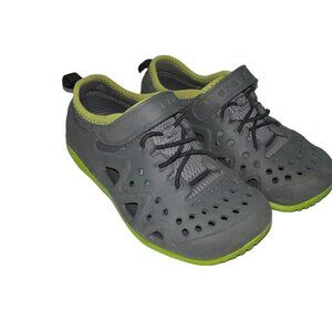 CROCS Grey Green Slip On Water Tennis Shoe Sneaker Size 12
